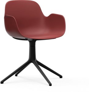 Fotel obrotowy Form Swivel 4L czerwony na czarnych aluminiowych nogach – ergonomiczny design, nowoczesny styl, wygodny