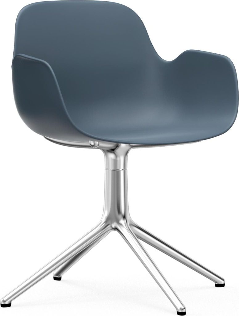 Fotel obrotowy Form Swivel 4L – nowoczesny design, niebieski kolor, aluminiowe nogi