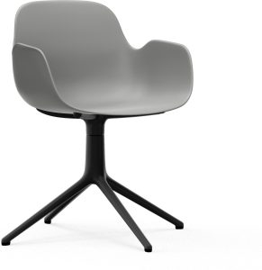 Fotel obrotowy Form Swivel 4L szary na czarnych aluminiowych nogach – ergonomiczny, nowoczesny design, doskonały do biura i domu