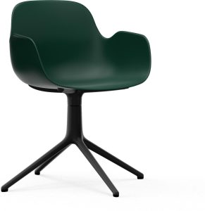 Fotel obrotowy Form Swivel 4L zielony na czarnych aluminiowych nogach – nowoczesny design, wygodny, trwały
