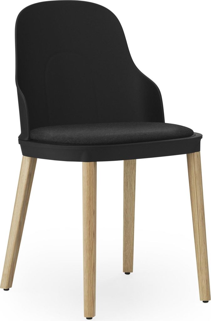 Krzesło Allez PP Main Line Flax czarne z tapicerowanym siedziskiem na dębowych nogach – elegancki design, komfort, trwałość