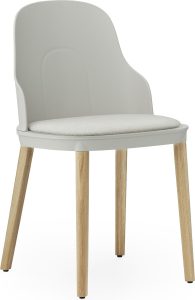 Krzesło Allez PP Main Line Flax jasnoszare z tapicerowanym siedziskiem na dębowych nogach – elegancki design, komfort, trwałość