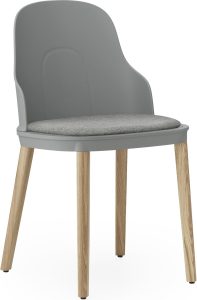 Krzesło Allez PP Main Line Flax szare z tapicerowanym siedziskiem na dębowych nogach – elegancki design, trwałe materiały, komfort