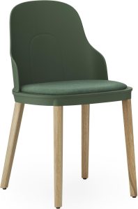 Krzesło Allez PP Main Line Flax zielone z tapicerowanym siedziskiem na dębowych nogach – nowoczesny design, wygodne siedzisko, trwałe materiały