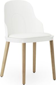 Krzesło Allez PP Ultra Leather białe z tapicerowanym siedziskiem na dębowych nogach – elegancki design, wygoda, trwałość
