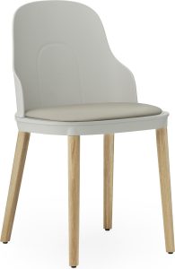 Krzesło Allez PP Ultra Leather jasnoszare z tapicerowanym siedziskiem na dębowych nogach – nowoczesny design, wygoda, trwałość