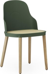 Krzesło Allez PP zielone z wiklinowym siedziskiem na dębowych nogach – elegancki design, naturalne materiały, komfortowe siedzisko