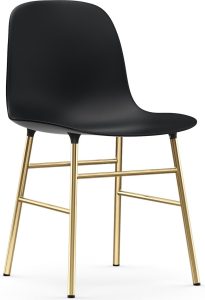 Krzesło Form czarne na mosiężnych nogach – elegancki design, wygodne siedzisko, nowoczesne materiały