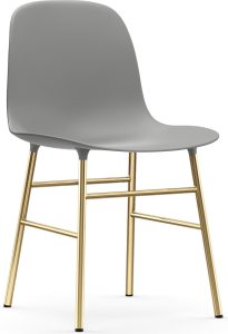 Krzesło Form szare na mosiężnych nogach – elegancki design, trwałe materiały, nowoczesny styl