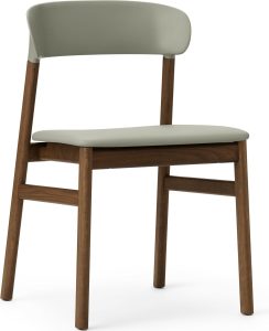 Krzesło Herit ciemny dąb siedzisko skórzane zielony – elegancki design, komfortowe siedzisko, trwały materiał