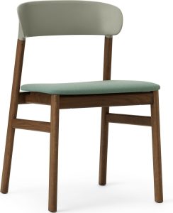 Krzesło Herit ciemny dąb siedzisko tapicerowane zielone – elegancki design, komfortowe siedzisko, trwały materiał