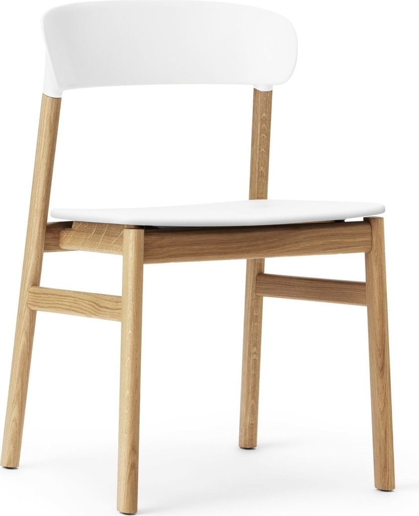 Krzesło Herit jasny dąb białe – styl skandynawski, nowoczesny design, wygodne siedzisko, trwałe materiały