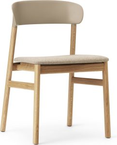 Krzesło Herit jasny dąb siedzisko tapicerowane piaskowe – elegancki design, komfort, trwałość