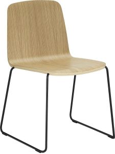 Krzesło Just jasny dąb na stalowych czarnych nogach – nowoczesny design, trwałe materiały, komfortowe siedzenie