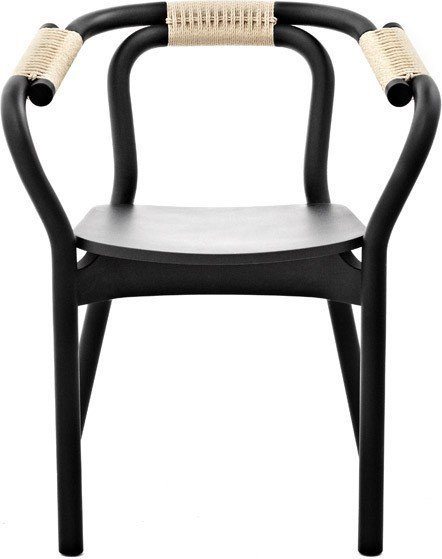 Krzesło Knot czarne z naturalnym sznurkiem – nowoczesny design, wygoda, trwałe materiały