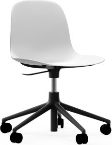 Krzesło na kółkach Form Swivel 5W białe na czarnych aluminiowych nogach – nowoczesny design, wygoda, mobilność
