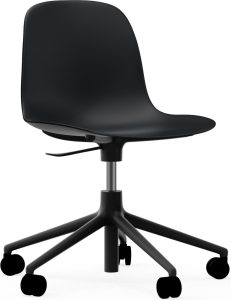 Krzesło na kółkach Form Swivel 5W czarne na czarnych aluminiowych nogach – nowoczesny design, funkcjonalność, wygoda