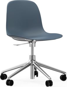 Krzesło na kółkach Form Swivel 5W – ergonomiczne, niebieskie, aluminiowe nogi