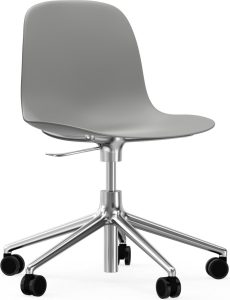 Krzesło na kółkach Form Swivel 5W szare na aluminiowych nogach – nowoczesny design, wygoda, mobilność