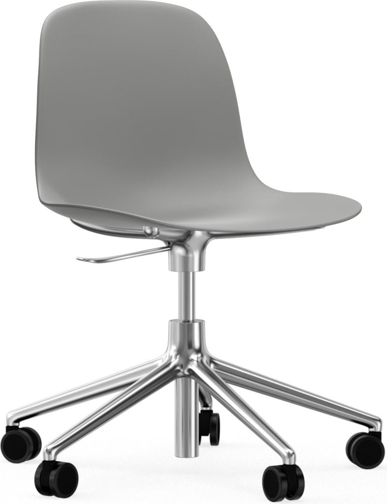 Krzesło na kółkach Form Swivel 5W szare na aluminiowych nogach – nowoczesny design, wygoda, mobilność