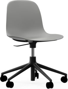Krzesło na kółkach Form Swivel 5W szare na czarnych aluminiowych nogach – nowoczesny design, komfort, funkcjonalność