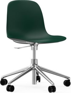 Krzesło na kółkach Form Swivel 5W zielone na aluminiowych nogach – wygodne, obrotowe, nowoczesne