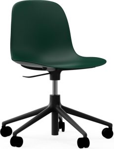 Krzesło na kółkach Form Swivel 5W zielone na czarnych aluminiowych nogach – ergonomiczne, obrotowe, nowoczesne