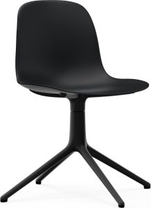 Krzesło obrotowe Form Swivel 4L czarne na czarnych aluminiowych nogach – elegancki design, wygodne siedzisko, nowoczesne materiały