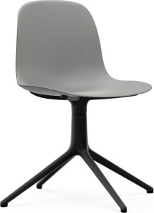 Krzesło obrotowe Form Swivel 4L szare na czarnych aluminiowych nogach – nowoczesny design, funkcjonalność, trwałość