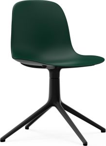 Krzesło obrotowe Form Swivel 4L zielone na czarnych aluminiowych nogach – nowoczesny design, wygodne siedzisko, stabilne nogi