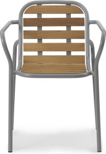 Krzesło ogrodowe Vig szare drewniane z podłokietnikami – wygoda, elegancja, naturalny materiał