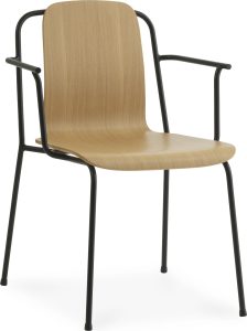 Krzesło Studio naturalny dąb z podłokietnikami – elegancki design, komfortowe siedzenie, trwały materiał