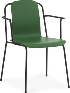 Krzesło Studio zielone z podłokietnikami – nowoczesny design, wygodne podłokietniki, idealne do biura i domu