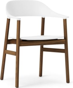 Krzesło z podłokietnikami Herit ciemny dąb białe – elegancki design, komfortowe siedzisko, wytrzymała konstrukcja
