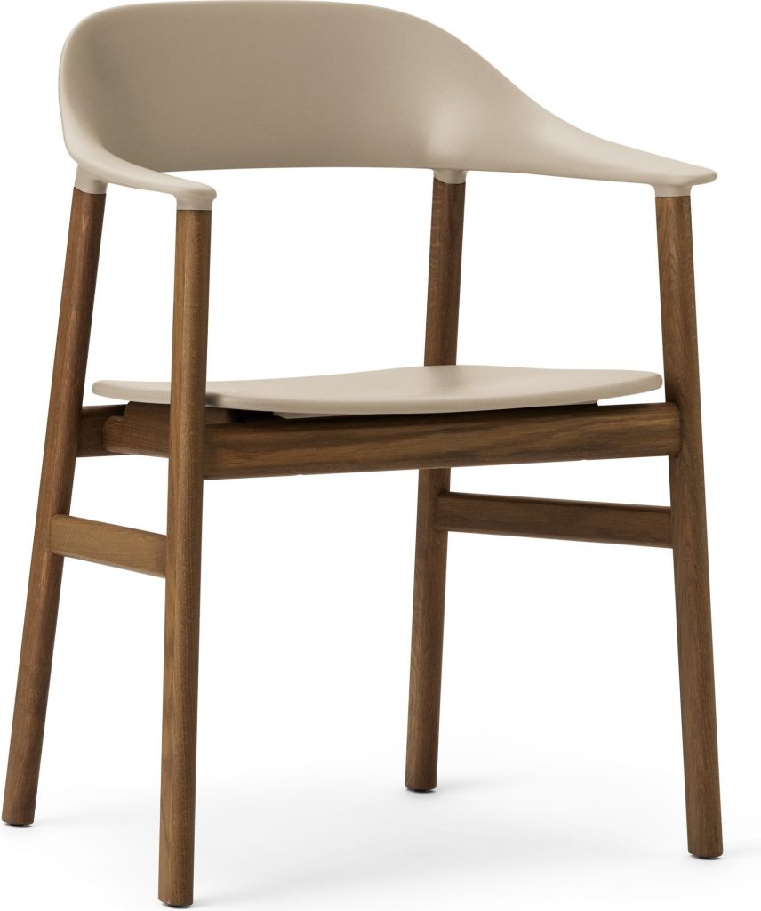 Krzesło z podłokietnikami Herit ciemny dąb piaskowe – elegancki design, komfort, trwałość