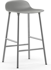 Stołek barowy Form 65 cm nogi chromowane szary – nowoczesny design, wygodny, trwały