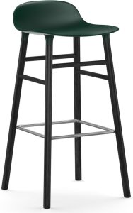 Stołek barowy Form 75 cm zielony czarne drewno dębowe – nowoczesny design, wygoda, trwałość