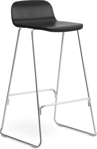 Stołek barowy Just 75 cm czarny z oparciem i chromowaną podstawą – elegancki design, komfort, trwałość