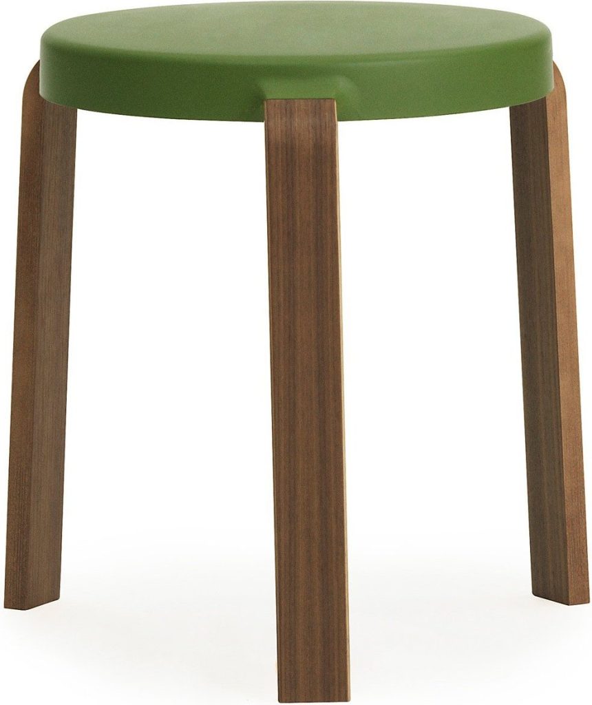 Stołek Tap oliwka orzech – nowoczesny design, wygodny, trwały, z drewna