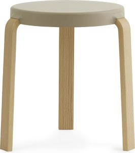 Stołek Tap piaskowy z nogami dąb – nowoczesny design, wygoda, naturalne materiały