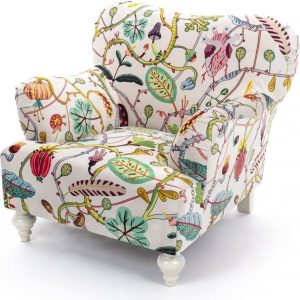 Fotel Botanical Diva biały – elegancki design, wygodna konstrukcja, materiał tekstylny