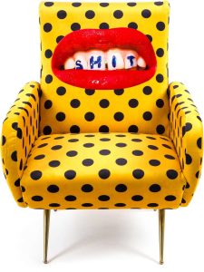 Fotel z wysokim oparciem Seletti Wears Toiletpaper Shit – unikalny design, wygodny, kolorowy