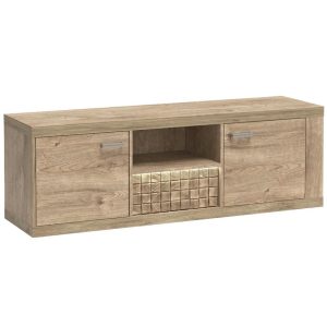 Szafka RTV Natural N-12 150 Ribbeck – nowoczesny design, naturalne drewno, 150 cm szerokości