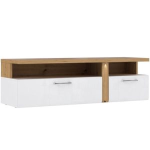 Szafka RTV Tuluza TUZT121B – elegancki design, kolor biały/artisan, funkcjonalność i styl