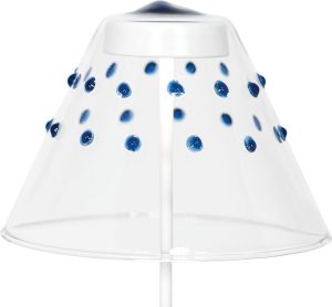Abażur do lampy Swap w kropki niebieski szklany – elegancki design, kolor niebieski, materiał szklany