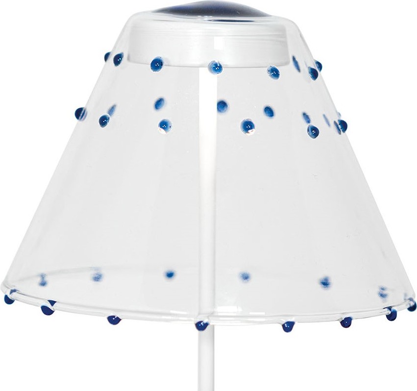 Abażur do lampy Swap w małe kropki niebieski szklany – elegancki design, materiał szklany, kolor niebieski, drobne kropki