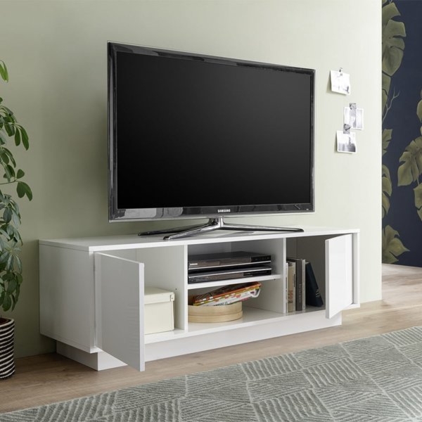 Szafka RTV biała połysk 139 cm Pure – nowoczesny design, funkcjonalność, wysoka jakość