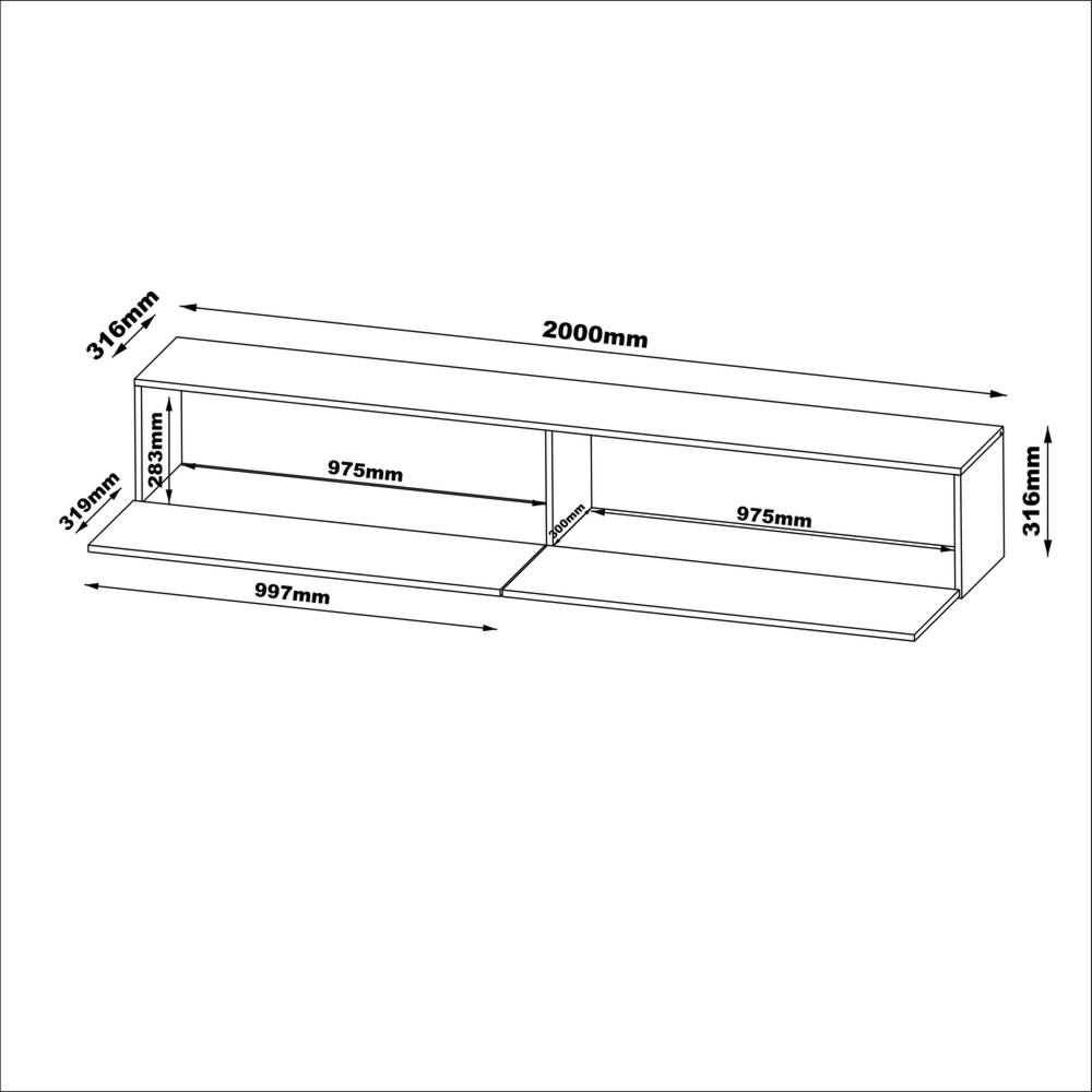 Szafka RTV wisząca kaszmir mat 200 cm Alto – nowoczesny design, kolor kaszmir, 200 cm, materiał MDF
