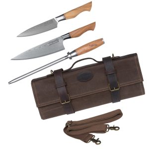 Zestaw Noży ESSENTIAL PROFESSIONAL OLIVE WOOD + Torba na Noże Kohersen Professional