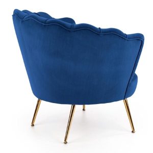Fotel wypoczynkowy tapicerowany granatowy Amorinito – elegancki design, komfort, materiał wysokiej jakości